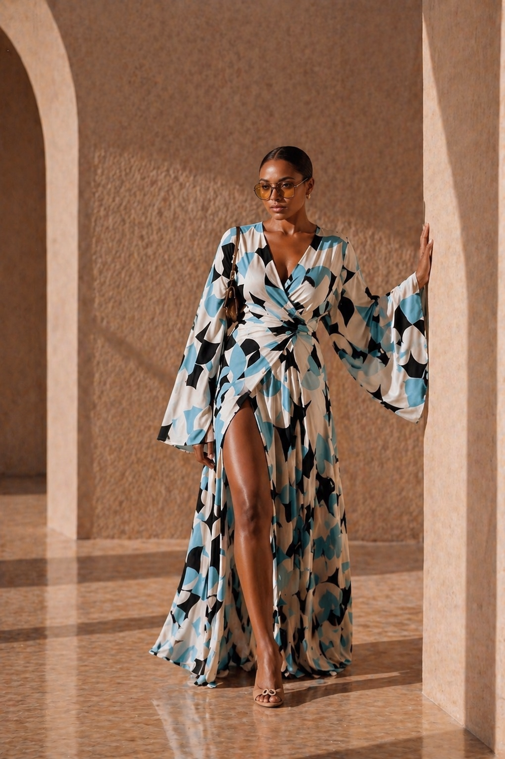 LÉANA – Robe portefeuille imprimée