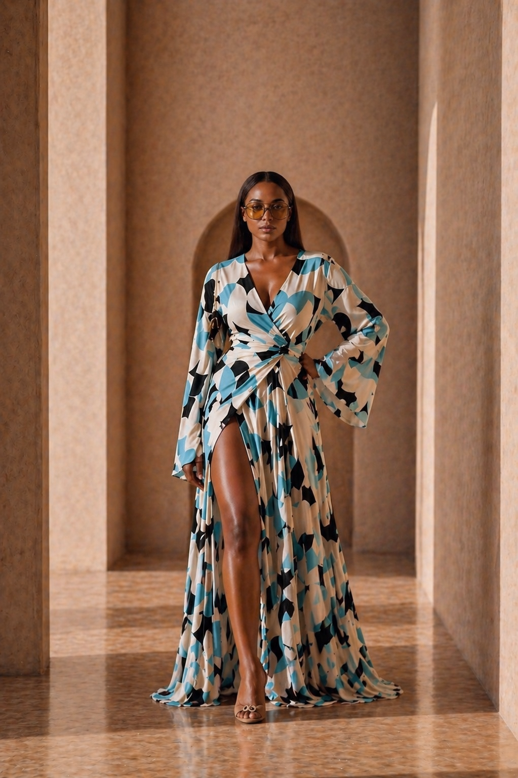 LÉANA – Robe portefeuille imprimée