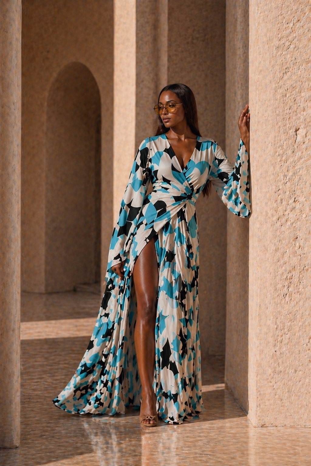 LÉANA – Robe portefeuille imprimée