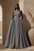 Robe Éléna — Vichy Noir & Ivoire